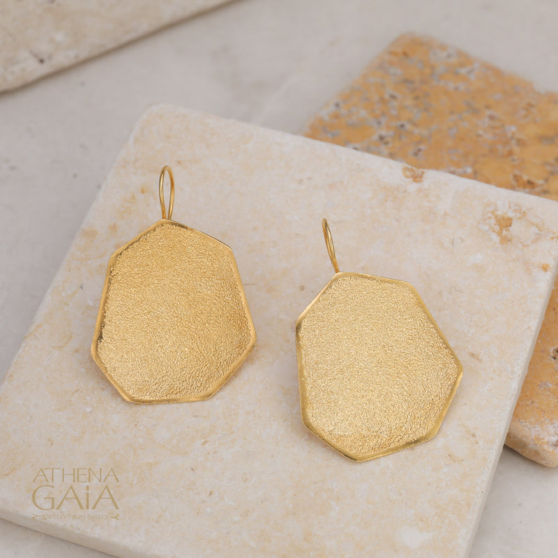 Desert Grain Earrings (Large) - Gold Plated Sterling Silver - French Wire Earrings