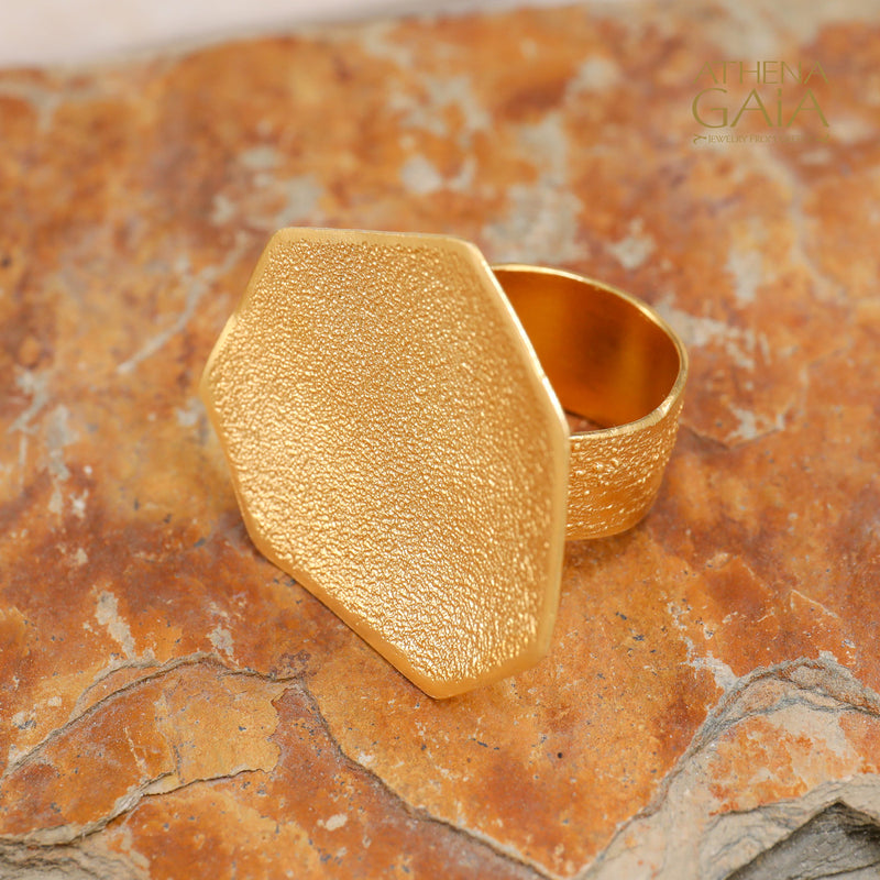 Desert Grain Ring (Large) - Gold Plated Sterling Silver Ring
