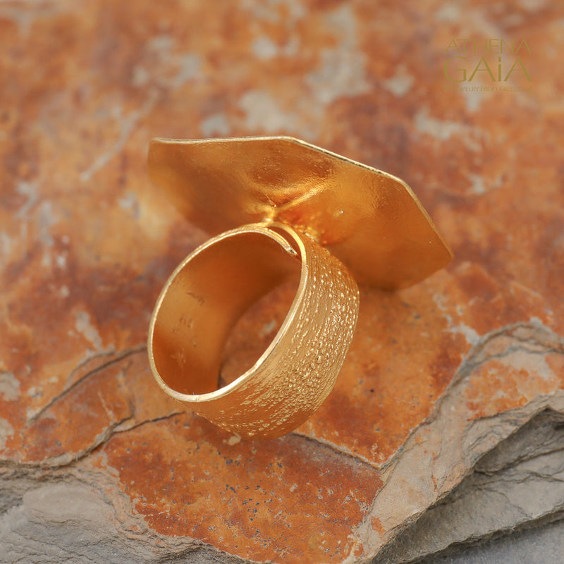 Desert Grain Ring (Large) - Gold Plated Sterling Silver Ring