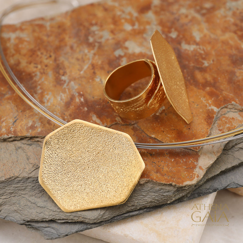 Desert Grain Pendant Necklace (Large) - Gold Plated Sterling Silver Necklace