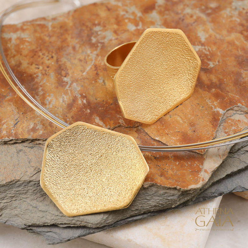 Desert Grain Pendant Necklace (Large) - Gold Plated Sterling Silver Necklace