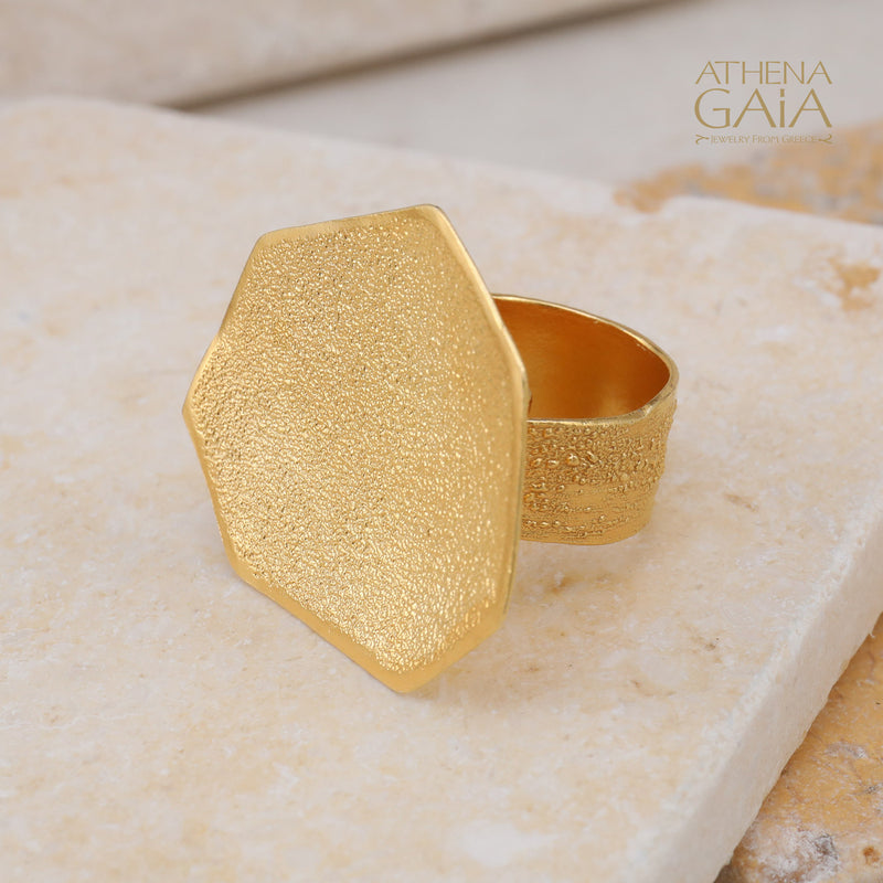 Desert Grain Ring (Large) - Gold Plated Sterling Silver Ring