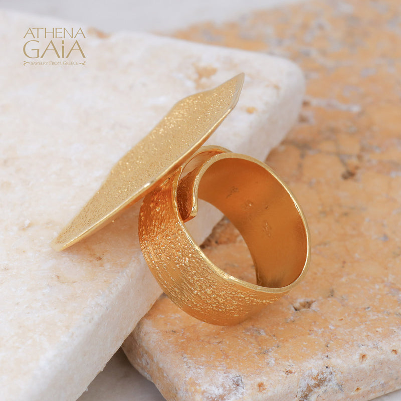 Desert Grain Ring (Large) - Gold Plated Sterling Silver Ring