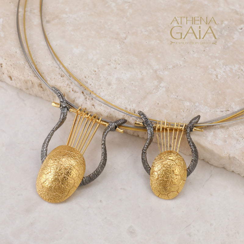 Chelys Lyre Necklace (Small) - Gold Plated Sterling Silver Necklace