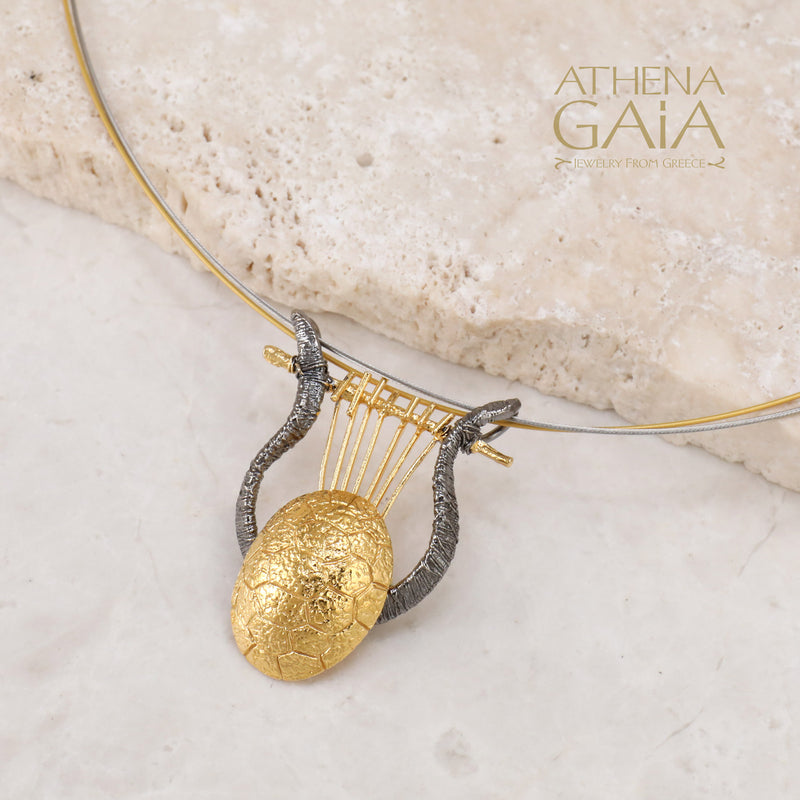 Chelys Lyre Necklace (Small) - Gold Plated Sterling Silver Necklace