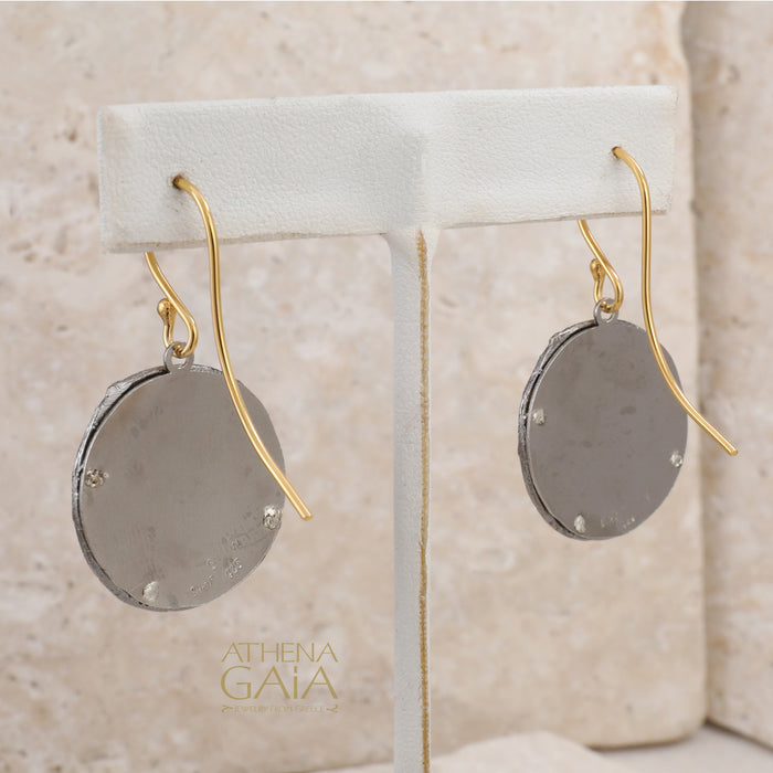 Circle Olive Tree Earrings - Gold Plated Sterling Silver Earrings