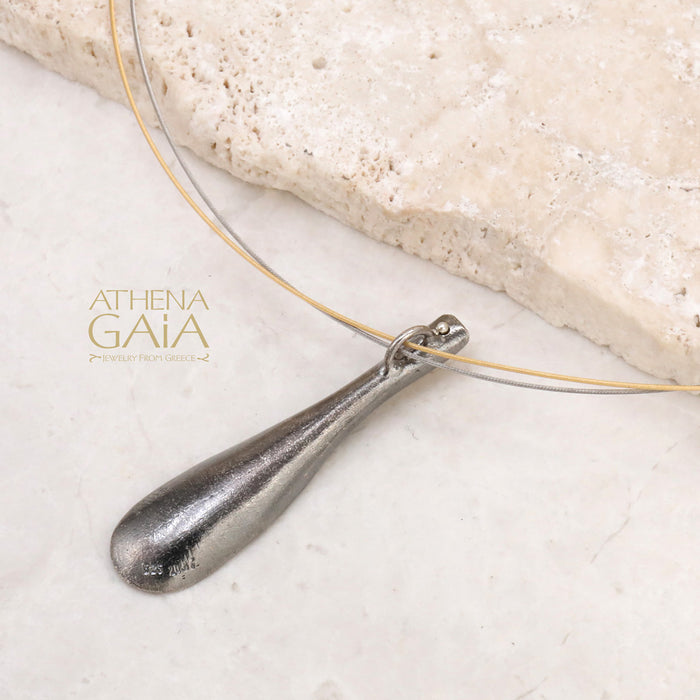Spoon Twig Necklace - Handmade Greek Gold Plated Sterling Silver (In-Stock)