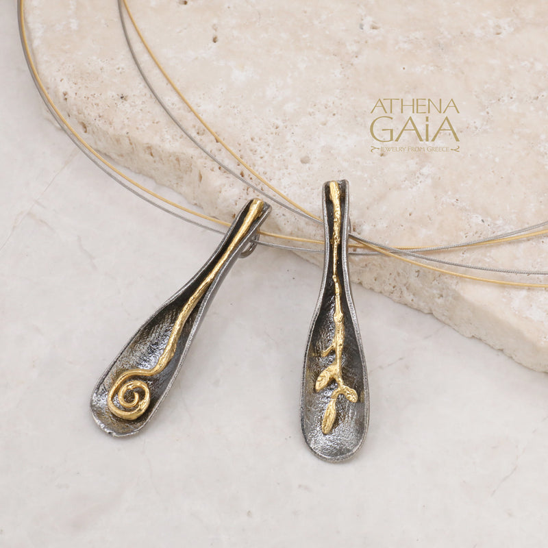 Spoon Spiral Necklace - Handmade Greek Gold Plated Sterling Silver