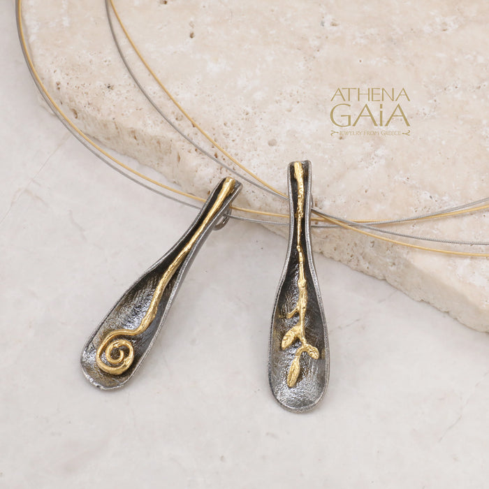 Spoon Spiral Necklace - Handmade Greek Gold Plated Sterling Silver