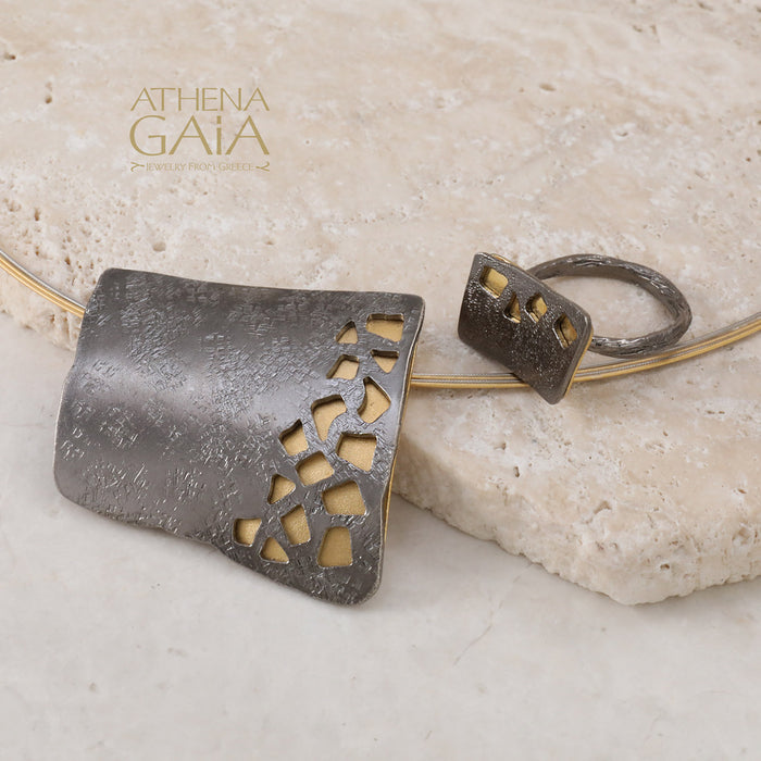 River Stones Square Necklace (In-Stock)