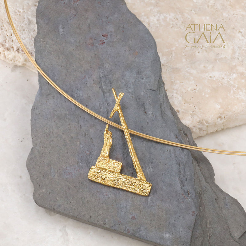 Pythagoras Triangle Pendant Necklace - Gold Plated Sterling Silver Necklace (In-Stock)