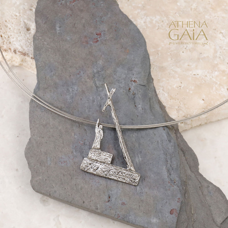 Pythagoras Triangle Pendant Necklace - Gold Plated Sterling Silver Necklace (In-Stock)