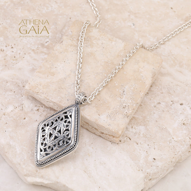 Garden Shadows Kite Pendant - Sterling Silver Pendant