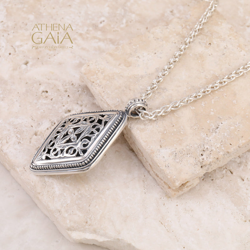 Garden Shadows Kite Pendant - Sterling Silver Pendant