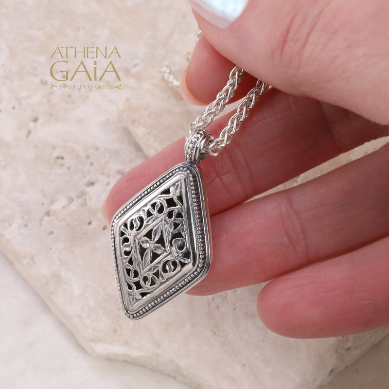 Garden Shadows Kite Pendant - Sterling Silver Pendant