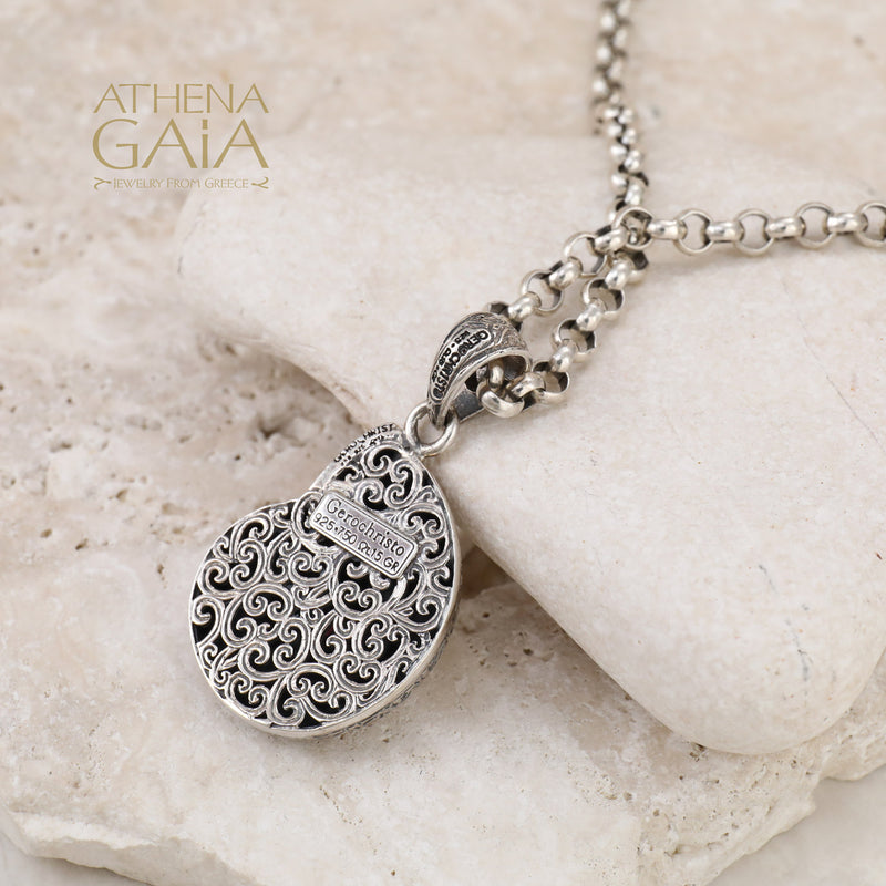 Thalassa Sea Snail with Stone Pendant - 18k Gold & Sterling Silver Pendant