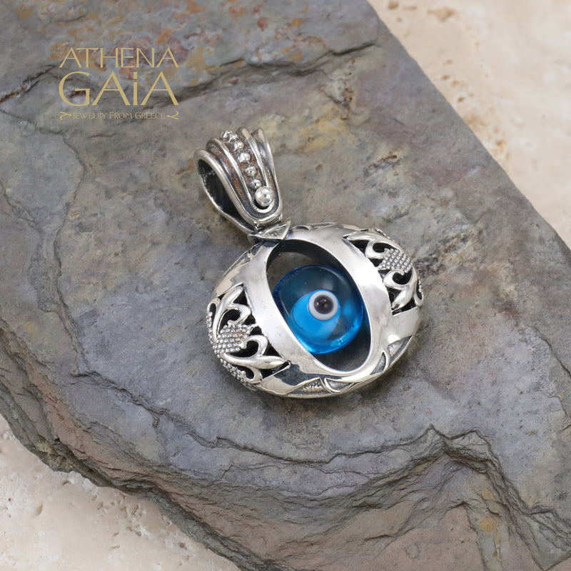 Zelda Evil Eye Pendant - Sterling Silver - Reversible Evil Eye Pendant