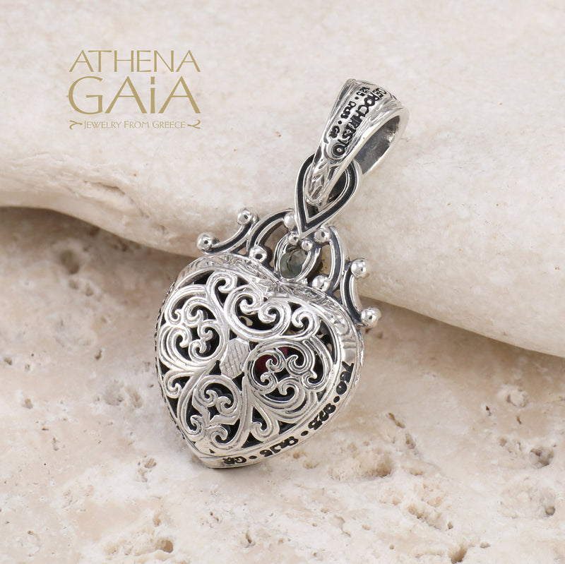 Roxana Stone Heart Pendant - 18k Gold & Sterling Silver Pendant