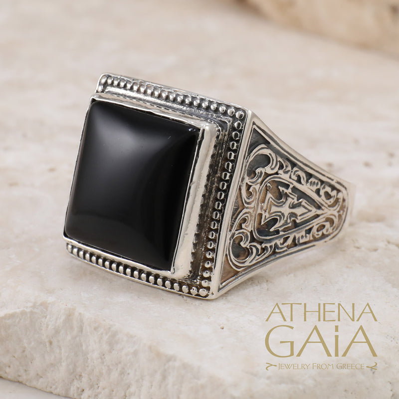 Men’s Classic Square Ring - Sterling Silver Ring - Club Ring