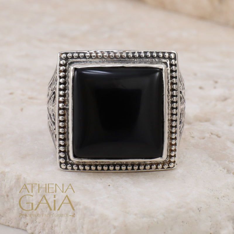 Men’s Classic Square Ring - Sterling Silver Ring - Club Ring