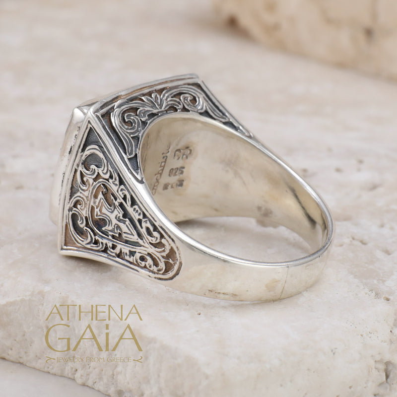 Men’s Classic Square Ring - Sterling Silver Ring - Club Ring