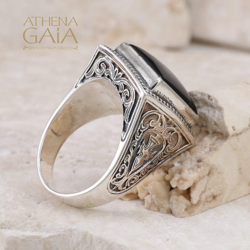 Men’s Classic Square Ring - Sterling Silver Ring - Club Ring