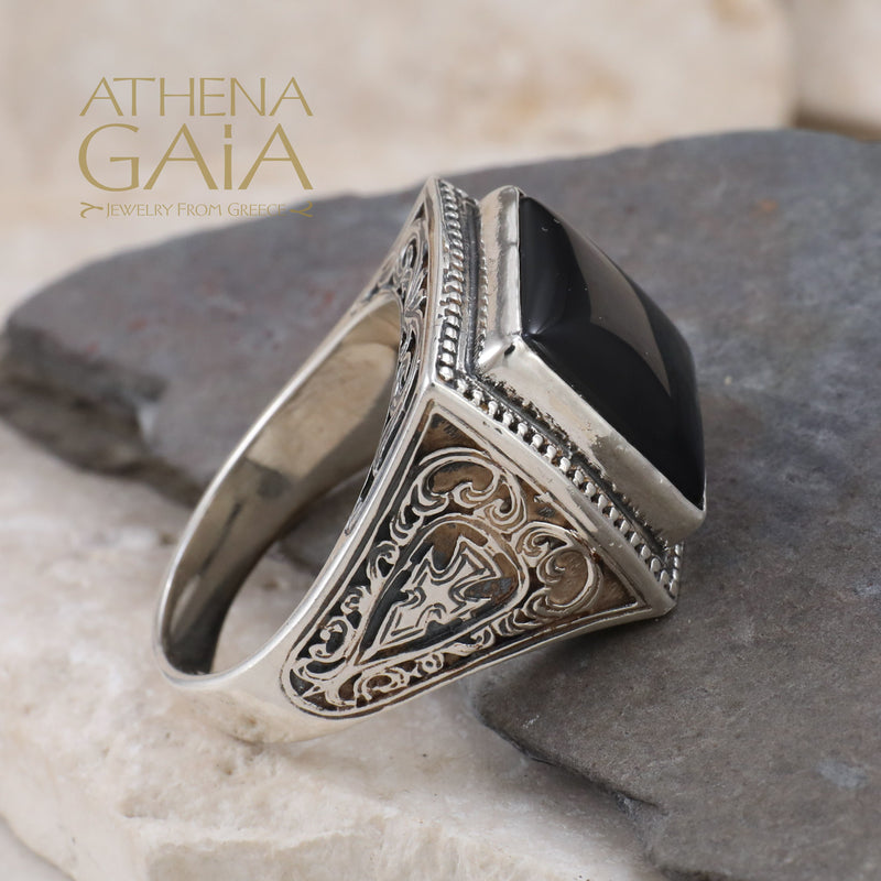 Men’s Classic Square Ring - Sterling Silver Ring - Club Ring