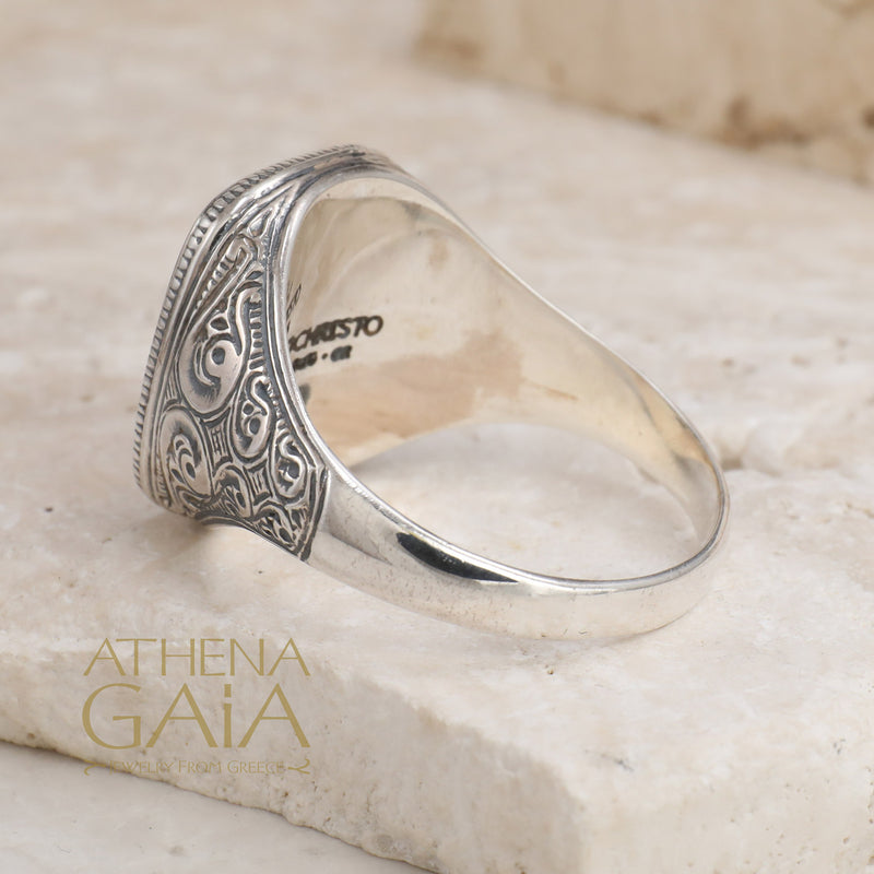Hamsa Talisman Ring - 18k Gold & Sterling Silver Ring - Signet Ring