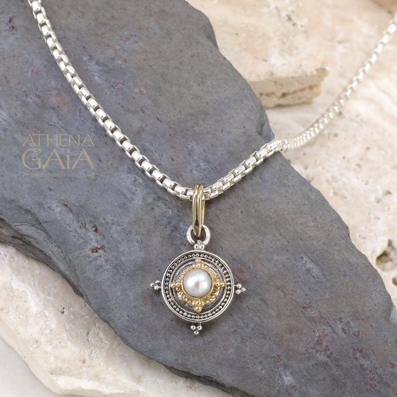 Cyclades Circle Pendant – 18K Gold & Sterling Silver