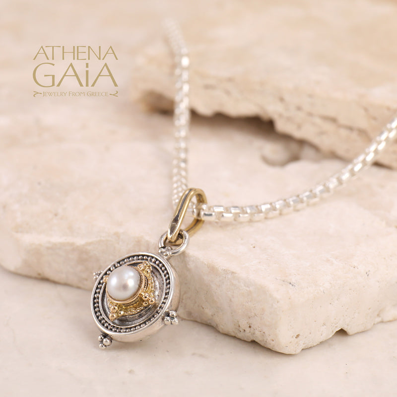 Cyclades Circle Pendant – 18K Gold & Sterling Silver