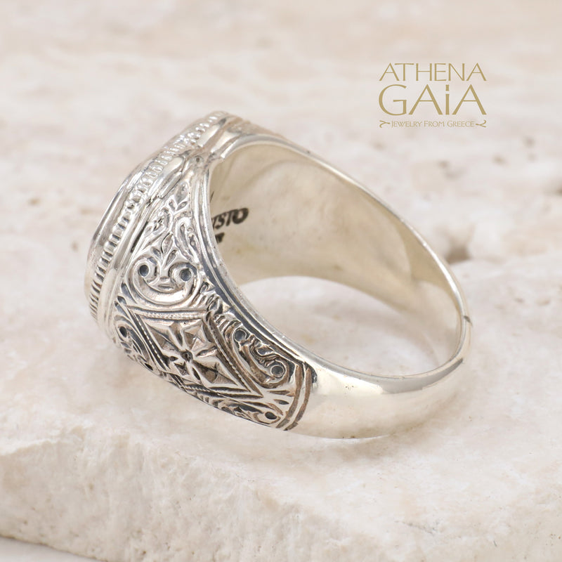 Heart Dream Catcher Talisman Ring - Sterling Silver - Signet Ring