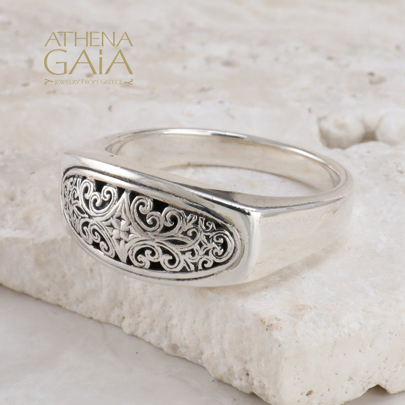 Simplicity Mediterranean Filigree Ring - Sterling Silver - Band Ring