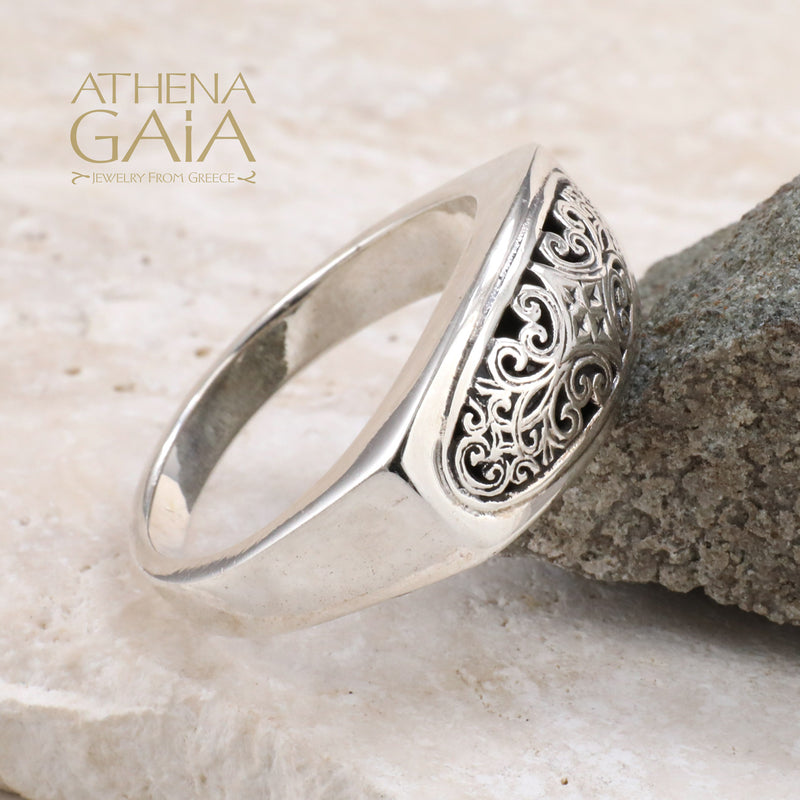 Simplicity Mediterranean Filigree Ring - Sterling Silver - Band Ring
