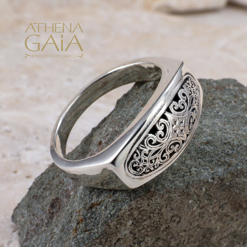 Simplicity Mediterranean Filigree Ring - Sterling Silver - Band Ring