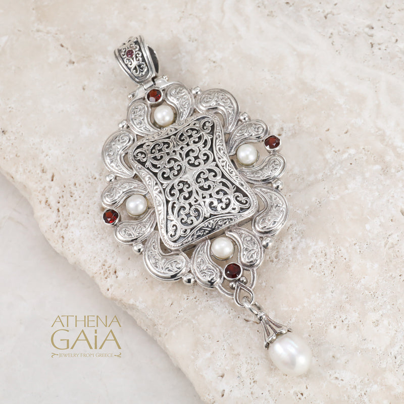Mediterranean Secret Silver Locket Pendant - Sterling Silver Pendant