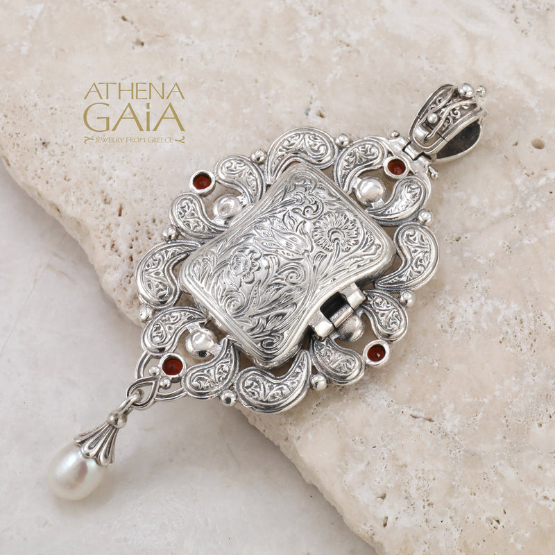 Mediterranean Secret Silver Locket Pendant - Sterling Silver Pendant