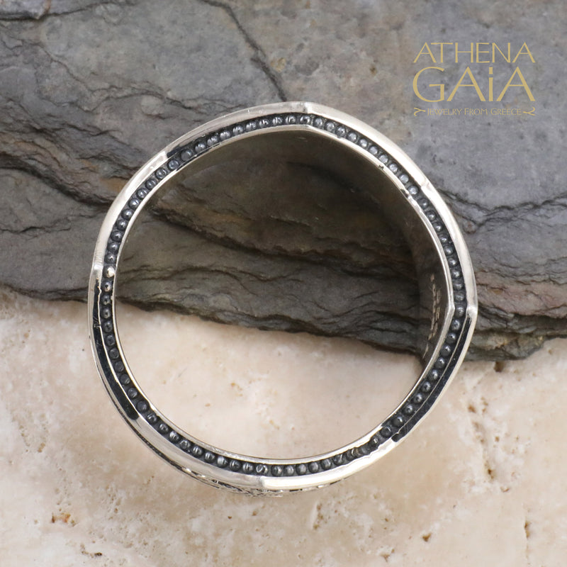 Butterfly Cross Band Ring - Sterling Silver - Orthodox Cross Ring