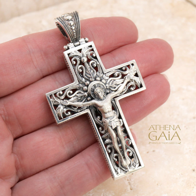 Open Crucifix Latin Cross - Sterling Silver - Cross Necklace