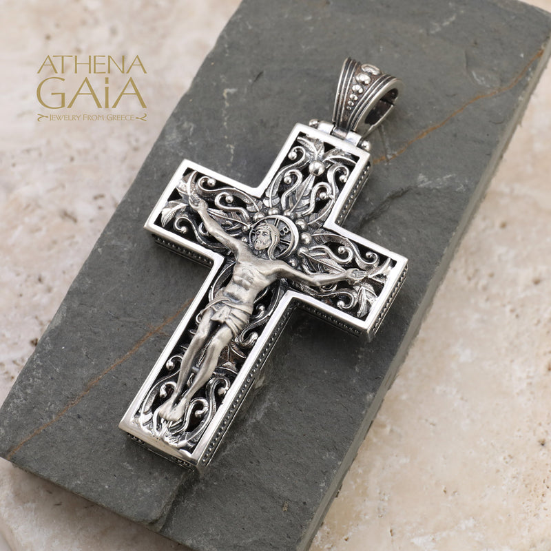 Open Crucifix Latin Cross - Sterling Silver - Cross Necklace
