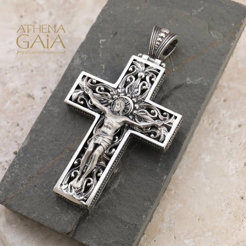 Open Crucifix Latin Cross - Sterling Silver - Cross Necklace