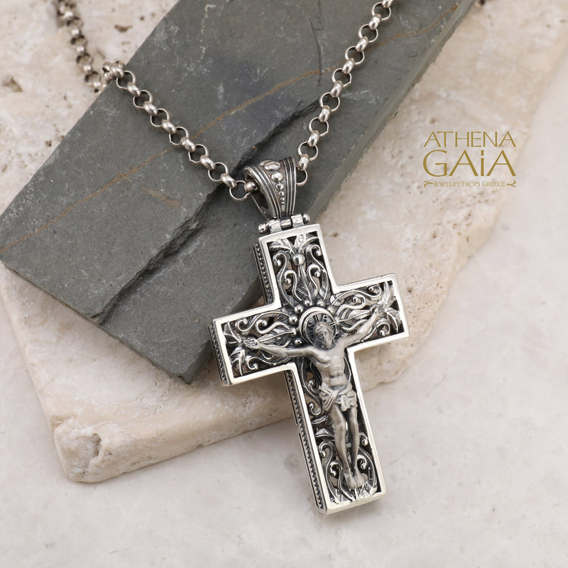 Open Crucifix Latin Cross - Sterling Silver - Cross Necklace