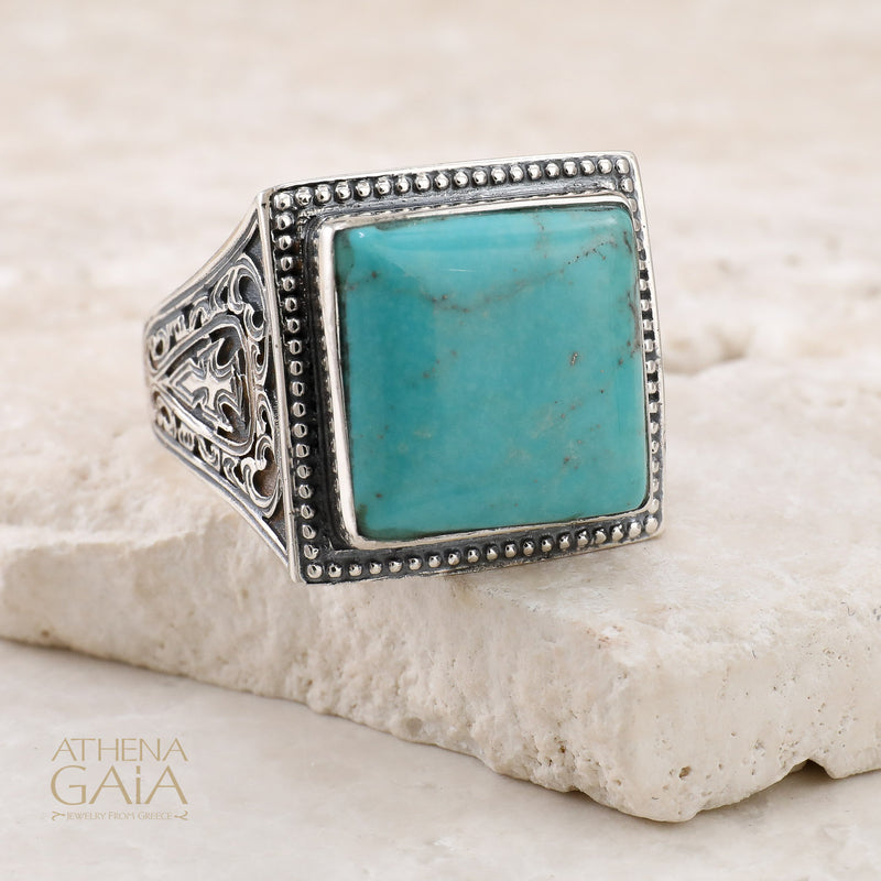 Men’s Classic Square Ring - Sterling Silver Ring - Club Ring