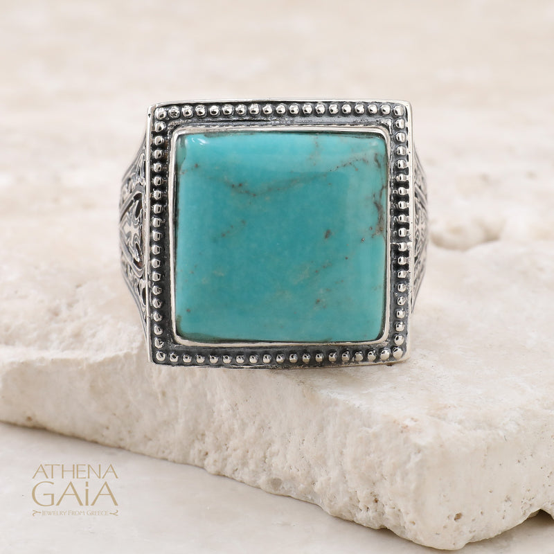 Men’s Classic Square Ring - Sterling Silver Ring - Club Ring