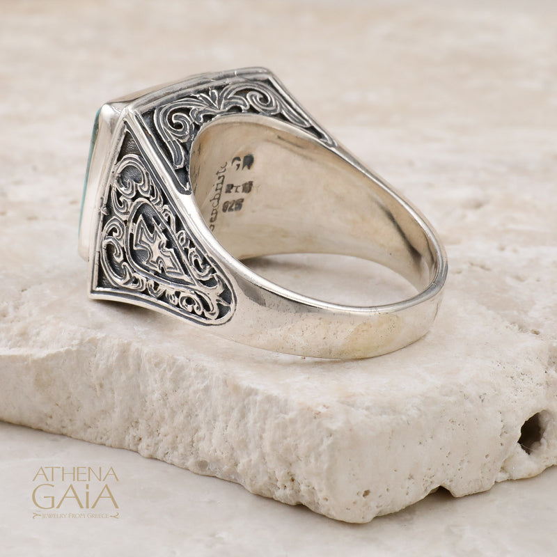 Men’s Classic Square Ring - Sterling Silver Ring - Club Ring