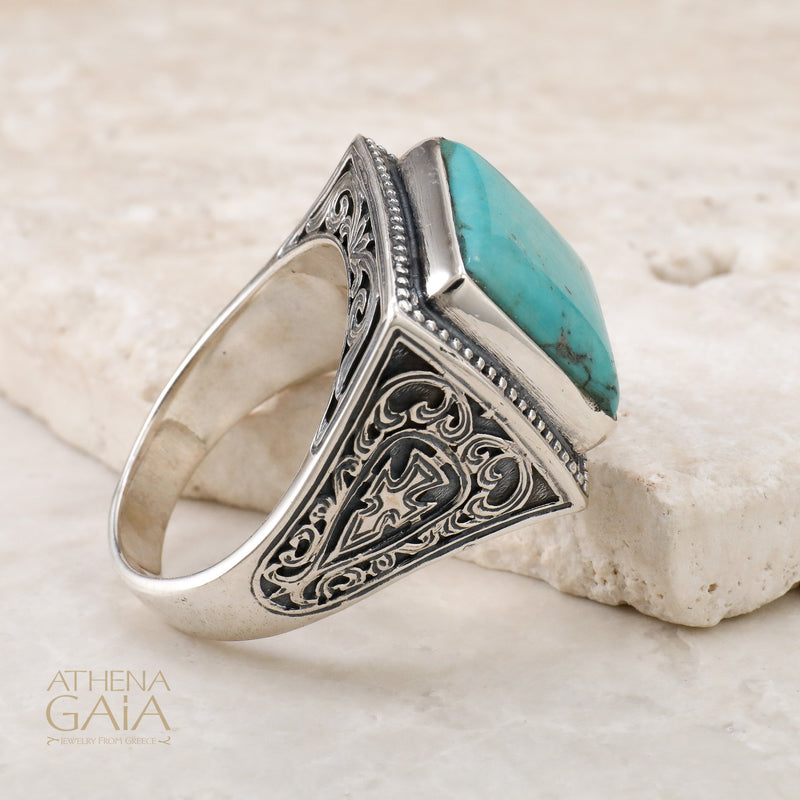 Men’s Classic Square Ring - Sterling Silver Ring - Club Ring