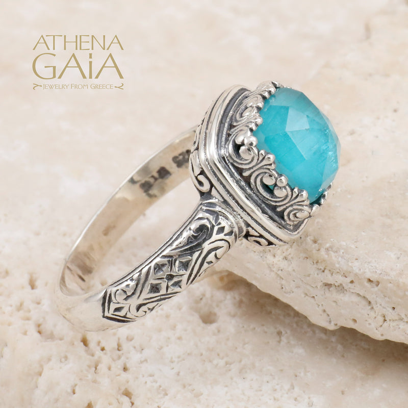 Pop Rocks Iris Square Silver Ring (Small) - Sterling Silver Ring - Cocktail Ring