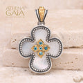 Mother of Pearl Expanding Greek Cross - Gold Plated Sterling Silver - Orthodox Cross Necklace