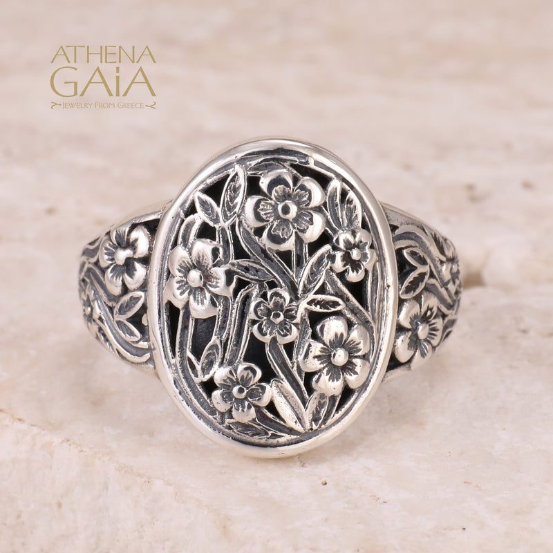 Harmony Wide Band Oval Ring - Sterling Silver - Cocktail Ring