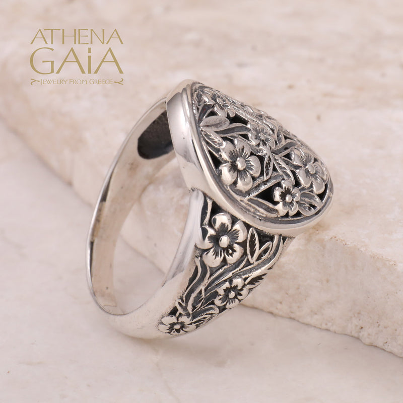 Harmony Wide Band Oval Ring - Sterling Silver - Cocktail Ring