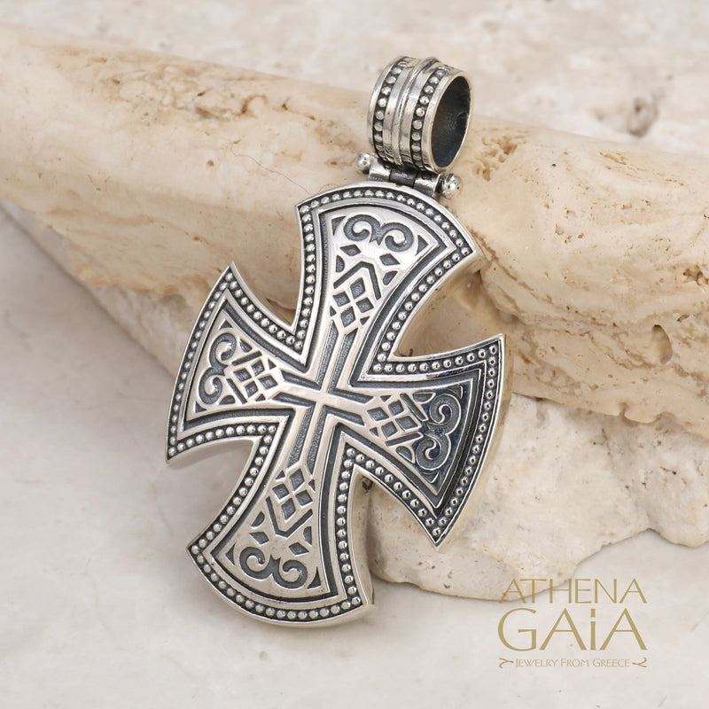 Gibbous Greek Cross - Sterling Silver - Cross Necklace (In-Stock)